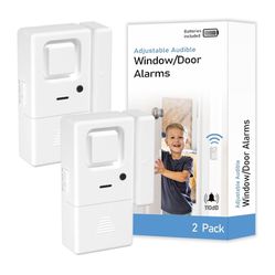 Brand New Door Window Alarm - 2 Pack - Adjustable Volume Door Alarm Sensor Wireless Door Alarm for Kids Safety, Door Open Chime Burglar Alert Window A