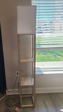 Floor Lamp with Wood Shelf Tower