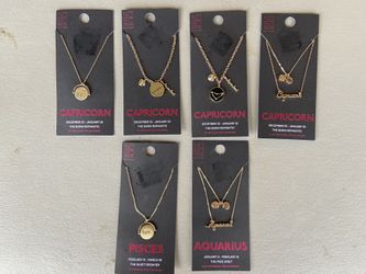 Zodiac Necklaces-Capricorn, Pieces, Aquarius (coin ones are 2 sided)