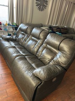 Brown Italian leather couch