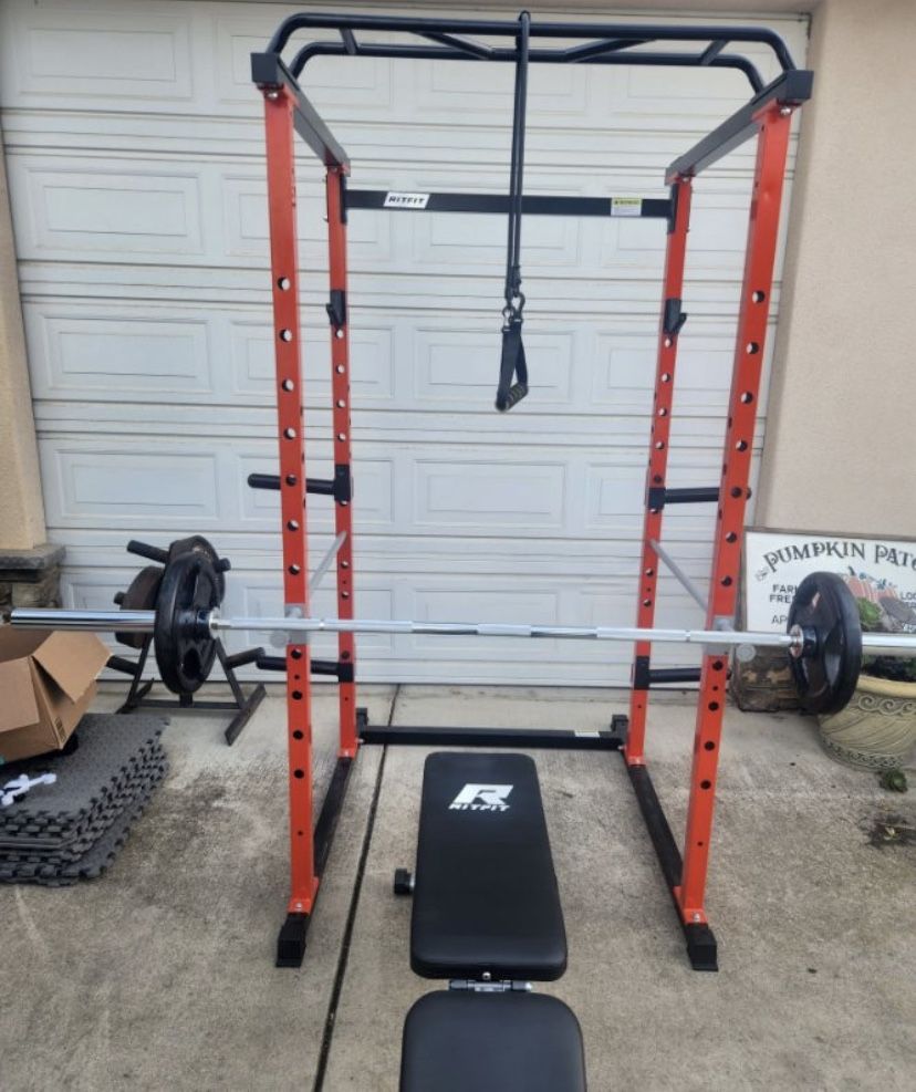Rit Fit Power Cage With Weight Bench Set Up