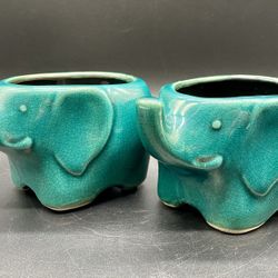 Teal Elephant Planters
