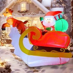 TAKE OFF 6.2ft Christmas Inflatables Outdoor Decorations, Blow Up Santa Claus and Deer Inflatable with Built-in LEDs for Christmas Indoor Outdoor Yard