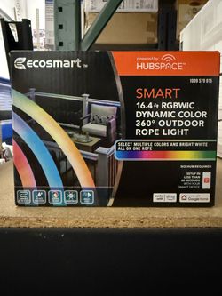 EcoSmart 16.4 ft. Smart RGBWIC Dynamic Color Changing 360° Dimmable Plug-In LED Outdoor Rope Light Powered by Hubspace