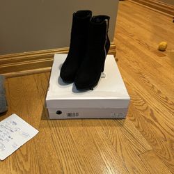 Black Faux Suede Booties