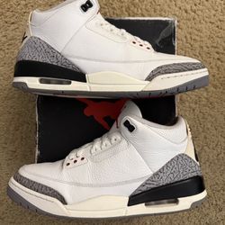 Size 12 (Pre owned, comes with box) - Air jordan 3 white cement reimagined 