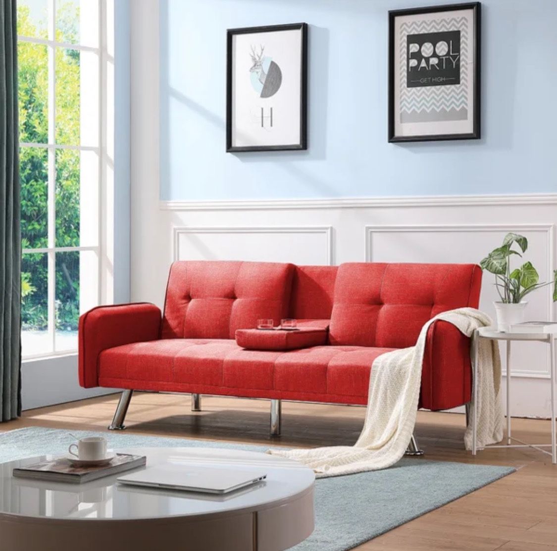 Arm Sleeper Couch Red