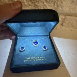 Simulated diamonds necklace and earrings set.