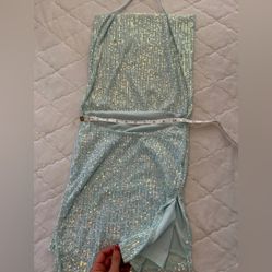 Fashion Nova Feeling Frisky Mini Aqua Dress