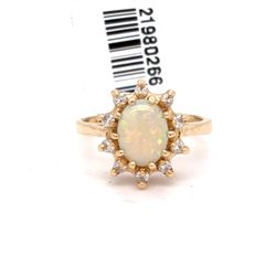 14Kt Yellow Gold Diamond Opal Ring 3.70g Size 6 21980266