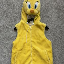 Vintage Tweety Bird zip up vest with Tweety head hoodie