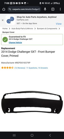 New FRONT Bumper (Hard Plastic) 2014Challenger SxT