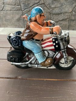 COOKIE JAR Biker Dude, on a Motorcycle, Hard to Find.