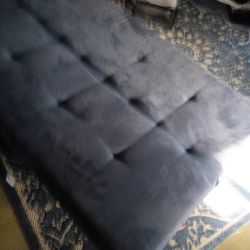 Blue Futon And 2 Suede Comfortable Chairs