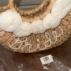 Pom Pom Straw Bridal Tote