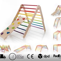 Rainbow color transformable Montessori climbing triangle