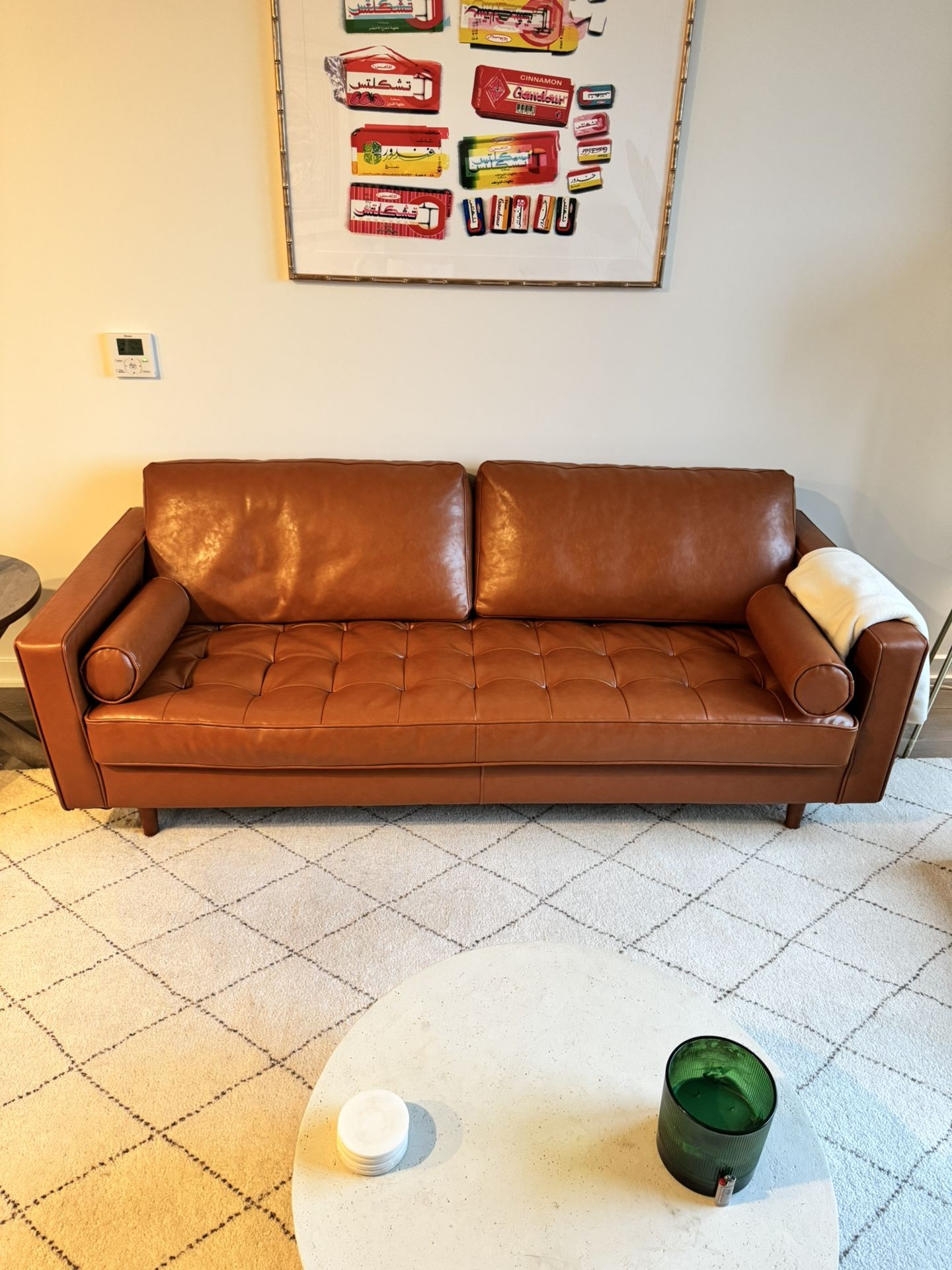 Brown leather couch