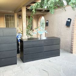 2 IKEA Black Dressers Set 
