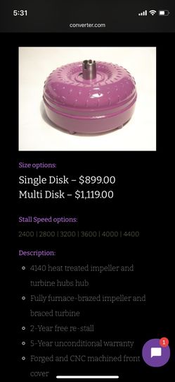 300ZX Twin Turbo Torque Converter - 3600 RPM Stall