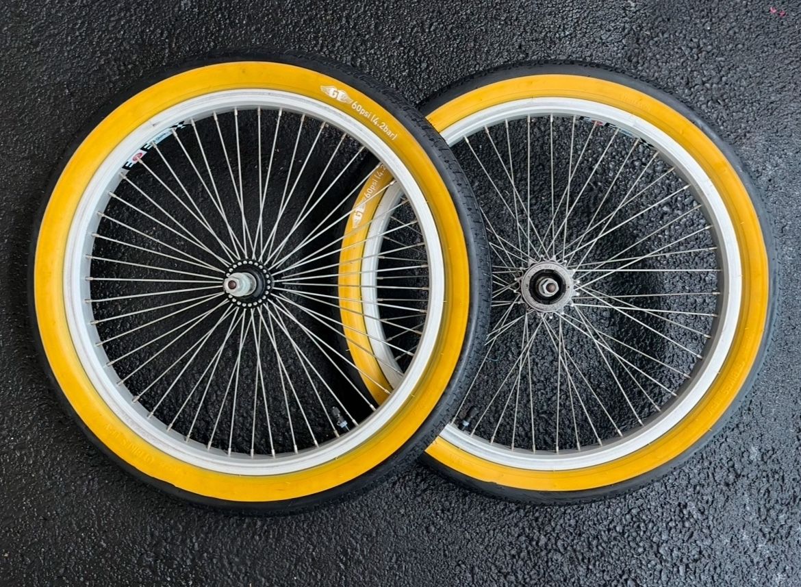 Mid Old School GT BMX Wheels Hubs Not Stamped With GT Tires (20 Inch)