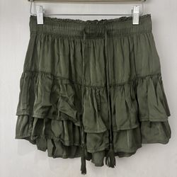 Aerie Sage Green Ruffle Mini Skirt S