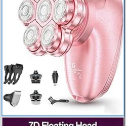 Electric Razors for Women Legs : 5-in-1 Rechargeable Body Shaver, 7D Wet & Dry Bikini Trimmer for for Underarms, Face, Legs, Lips (Pink)