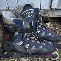 K2 Ascent SoftBoot Carbon Strap Up Roller Blades Inline Skates Mens 13 Blue Gray