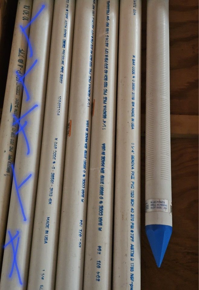 1-1/4" PVC Pipe & Well Tip