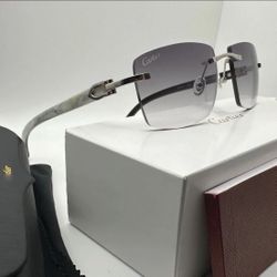 Cartier White Buffalo Horn Platinum/Gray Wires Buffs Glasses PRICE FIRM