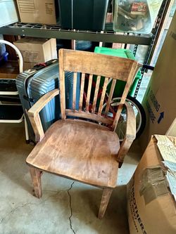 Vintage Wooden Slat-Back Armchair