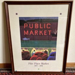 Framed Artwork, Pike Place Market Poster, Vintage 