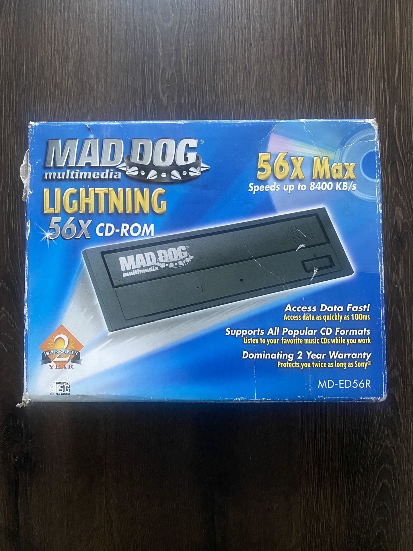 Vintage Mad Dog Multimedia 56X CD-ROM Drive – Sealed Hardware, No Disc 💿