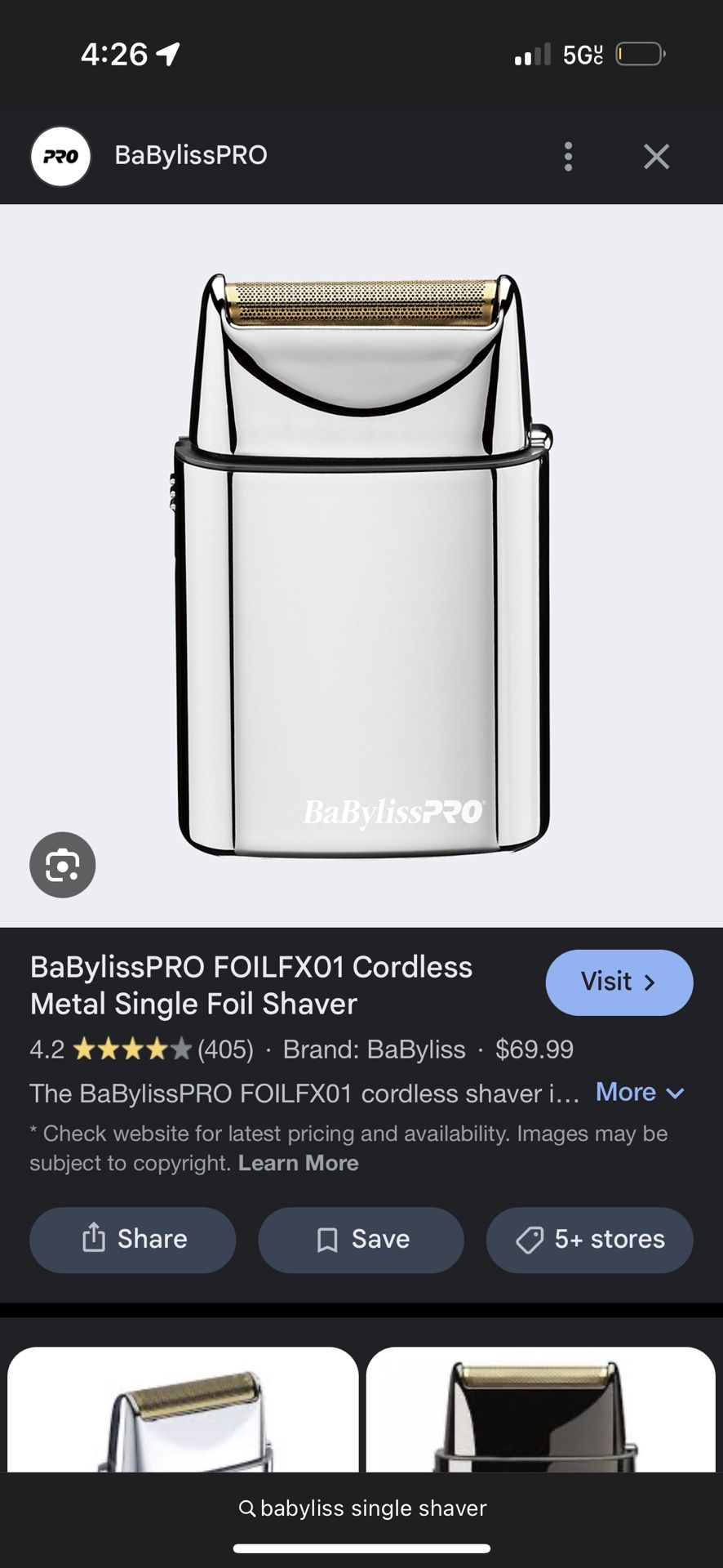 Babyliss SingleFX Foil Shaver 