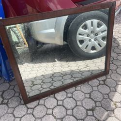 Real Wood Wall Mirror 36”1/2 X 28”1/2 In Used Conditionbut Good. $15 Firm On Price