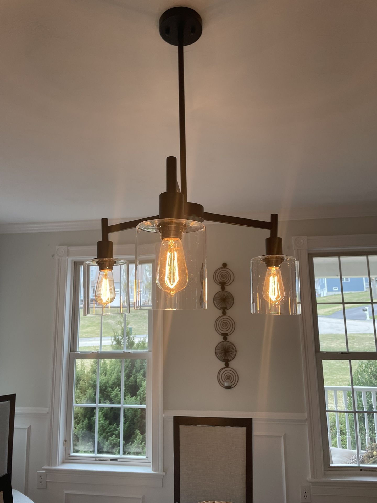 Gorgeous Modern 3-globe Glass Chandelier Light/ Black Trim