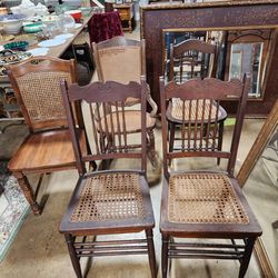 Wooden Caned Chairs & Rocker