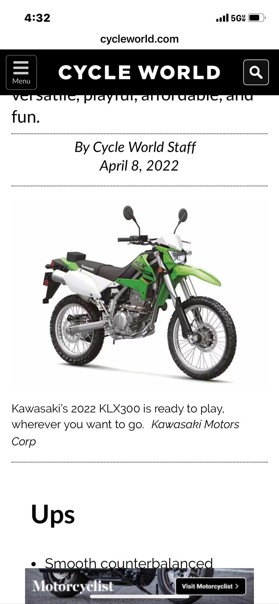 2022 Kawasaki KLX 300Dual sport