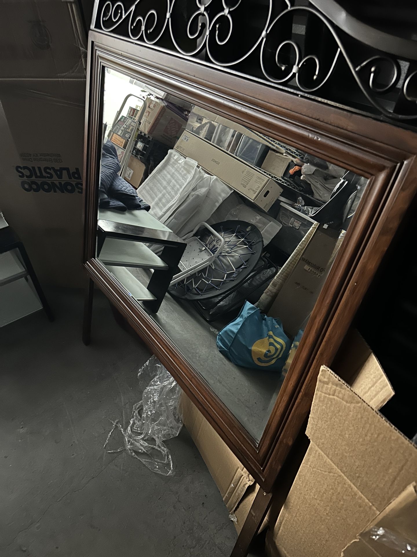 Dresser Mirror Brown Wood