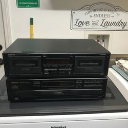 ONKYO 6 Disc Changer And Stereo Cassette Tape Deck