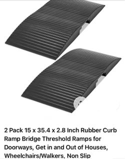 2 Pack 15 x 35.4 x 2.8 Inch Rubber Curb Ramp Bridge Threshold Ramps for Doorways,