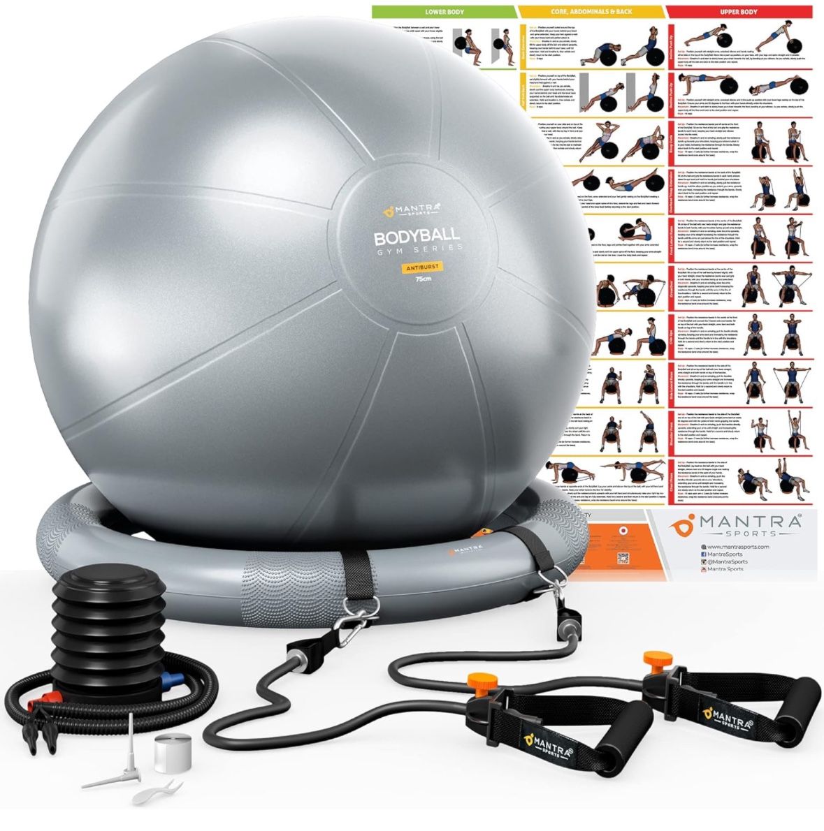 MANTRA SPORTS Heavy-Duty Exercise Ball (55 CM)