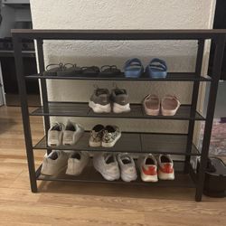 4-Tier Shoe Rack Wood + Metal