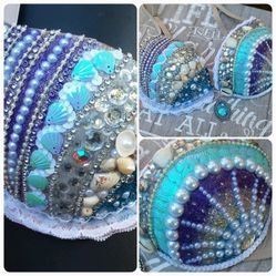 Mermaid Bra, Mermaid Rave Bra, Mermaid Costume, Dancewear, Festival Bra, Festival Lingerie, Nude Rave Bra, Burlesque Bra