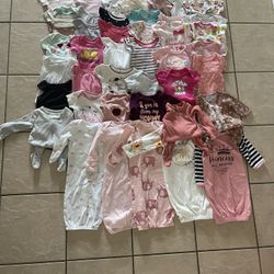 Baby Girl Clothes 0–6 Months – 43 Pieces – Like New
