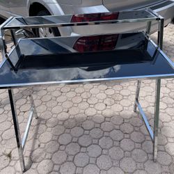 Computer Desk 37”1/2W X 24”D X 35”1/2H (Metal & Glass) $50 Firm On Price