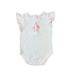 Janie & Jack Giraffe Graphic Bodysuit NWT 0-3M White Pink Girls 