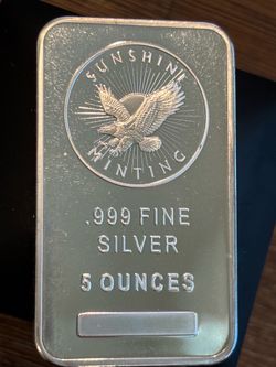 Sunshine Minting 5 oz Silver Bar .999 Fine Silver Eagle Design