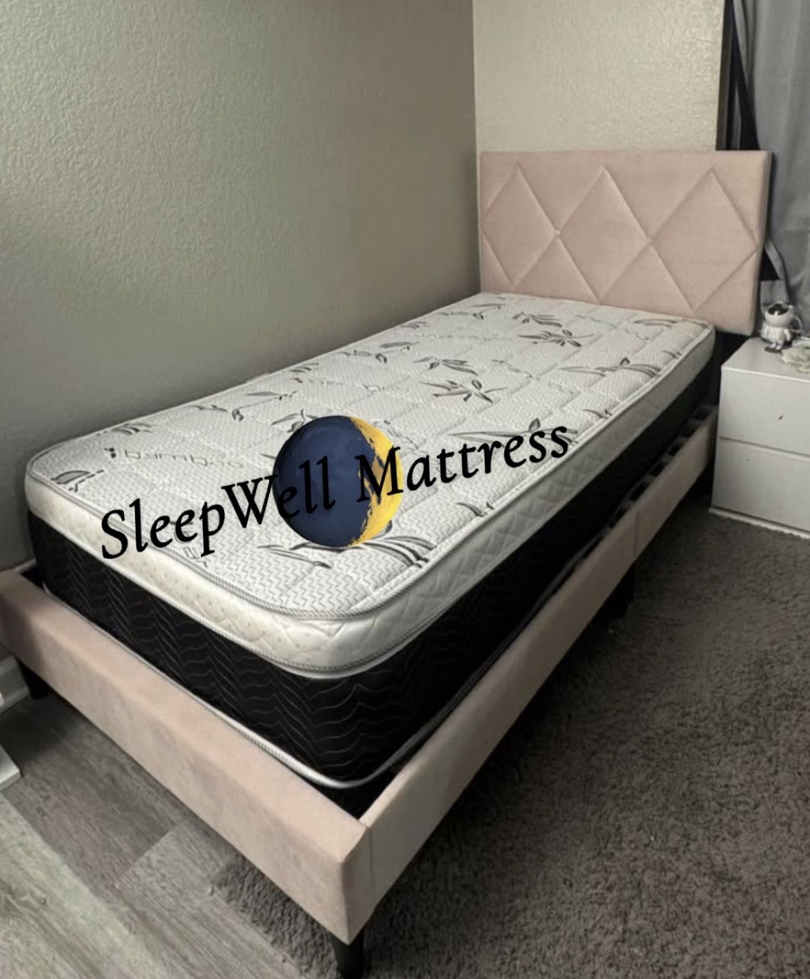 Twin Size Bed Frame With Pillow Top Mattress Included