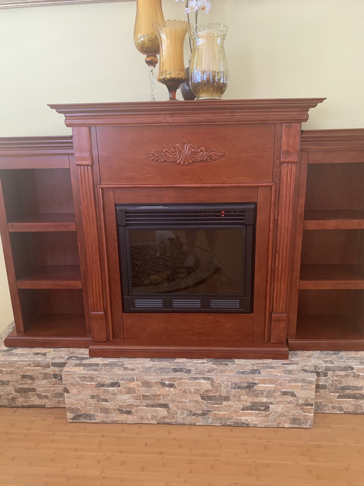 Fireplace and bookcase unit