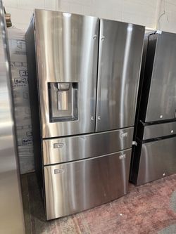 36 in. 28 cu. ft. Standard Depth 4-Door French Door Smart Refrigerator in Fingerprint Resistant Stainless Steel
